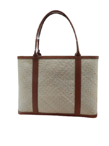 Sac fourre-tout en rotin portable fait à la main pour femmes paille résistante à l'eau avec doublure en coton broderie décoration Type de fermeture ouverte - Product Image 3