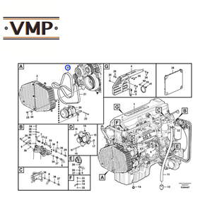 สายพานวีริบ VOE20411420 สำหรับรถบรรทุก A25D, A25E 4x4, A25E, A30E, A25D 4x4, A30D รถบรรทุกแบบมีข้อต่อ - VMP - Product Image 2