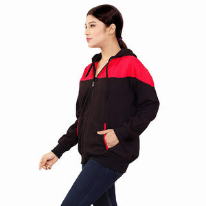 Sudadera con capucha para mujer, con bolsillos laterales y cremallera, informal, de gran tamaño, con cordón, venta al por mayor - Product Image 3