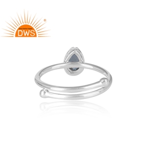 Natural London Blue Topaz Gemstone Ring Jewelry Fine Sterling <b>Solid</b> <b>Silver</b> Stackable Statement Ring Wholesaler - Product Image 4