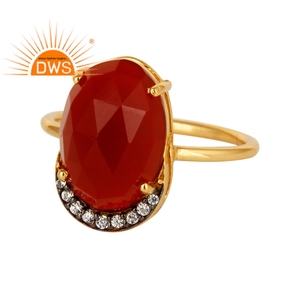 Red Onyx Gemstone Stackable Cocktail <b>CZ</b> <b>Ring</b> Jewelry Wholesaler New Design 18k Gold Plated Silver Jewelry Supplier - Product Image 1