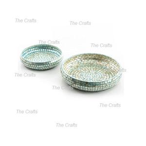 ชุดชามช็อคโกแลตสองขนาดสำหรับเสิร์ฟชามทำจากไม้และหอยมุก - Product Image 1