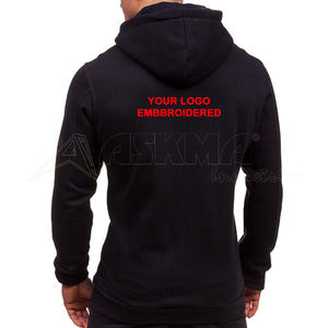 Sudadera con capucha negra con cremallera personalizada para la temporada de invierno hecha de material duradero de poliéster/algodón - Product Image 2