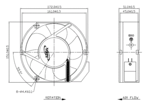 ADDA AK17251(AK165) (AK175) 172x150x51 mm AC Axial <b>Fan</b> - Product Image 2