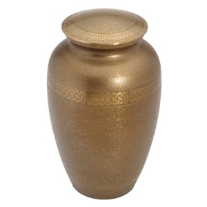 Urna Funeraria Conmemorativa de Latón Dorado Estilo Americano para Adultos, Diseño en Relieve, Acabado Dorado Colorido - Product Image 2