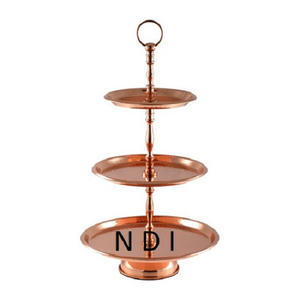 Soporte para Tartas ecológico, acabado antiguo de cobre, redondo, excelente calidad, 3 niveles, plegable, personalizado, para servir tartas - Product Image 1