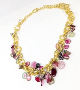 Collier luxueuse avec crochet en argent Sterling 925 et plaqué or, pendentif multicolore en Tourmaline, tendance, Sexy, avec serrure à crochet, breloque, nouvelle collection - Product Image 2