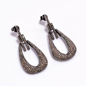 Pendientes colgantes de diamantes Micro pavé de hoja Vintage de Plata de Ley 925, poste personalizable a la moda, regalo de fiesta perfecto para mujer - Product Image 4