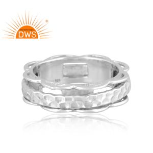 Diseño hecho a mano, anillo de banda texturizada de plata esterlina fina, joyería de plata para mujer, regalo para ella - Product Image 2