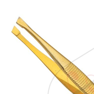 Pinzas profesionales de punta inclinada para cejas, en Color dorado, Etiqueta Privada, Punta inclinada de alta calidad, marca privada - Product Image 3