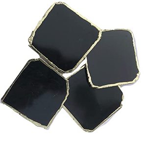 Sous-verre en Agate noire avec garniture dorée pour décoration de Table à manger - Product Image 1