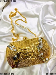 Brass MOP Clutches | Exclusive Designer Handmade Bridal Evening Ladies Brass Mother of <b>Pearl</b> Clutch <b>Bag</b> - Product Image 2