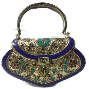 Red Stone <b>Metal</b> Clutch Ladies <b>Metal</b> Clutch <b>Wallet</b> <b>Metal</b> Clutch Bag Indian Handmade 2024 2025 Latest by Lametierartz - Product Image 3