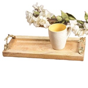 Bandeja pequeña para desayuno de comida, bandeja decorativa de Color personalizado, rústica, redonda, de madera, para té y café - Product Image 1