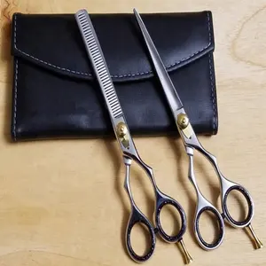 Forbici per capelli di bellezza borsa professionale per forbici da barbiere argento strumenti personalizzati acciaio stile mancino imballaggio affilato