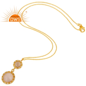 ชุดสร้อยคอโรสคาลซิโดนีดีไซน์เนอร์สร้อยคอ925โซ่ยาวชุบทอง18K ขายส่ง - Product Image 3