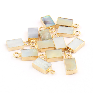 ตัวเชื่อมต่อเปลือกหอยมุกธรรมชาติขั้วต่อจี้ทองเหลืองชุบทองทรงสี่เหลี่ยมผืนผ้า - Product Image 3