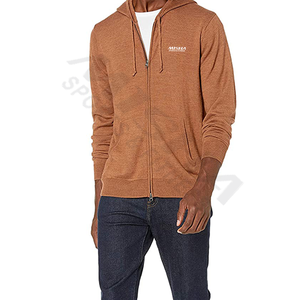 Hot Seller Great Ever Style Zip up Hoodies Competitive Price <b>Men</b> Brown <b>Zipper</b> <b>Hoodie</b> Hooded Customized Logo Design Fleece Fabric - Product Image 4