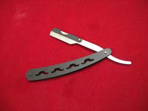 Maquinilla de afeitar profesional de borde recto negro mate para uso facial - Product Image 3