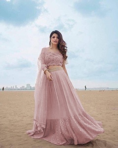 Nuevo atractivo P [arty wear Georgette interior con organza trabajo de impresión digital lehenga choli con dupatta mejor precio prenda étnica - Product Image 1