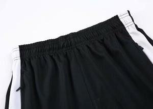 Pantalon de survêtement noir pour homme avec bande latérale blanche, taille élastique, léger, décontracté, respirant, pour l'été - Product Image 3
