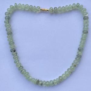 Collier en pierre de préhnite verte naturelle, rondelles lisses, perles de pierres précieuses, bijoux tendance, dernier produit de créateur, 6mm, 8mm, 10mm, 12mm - Product Image 1