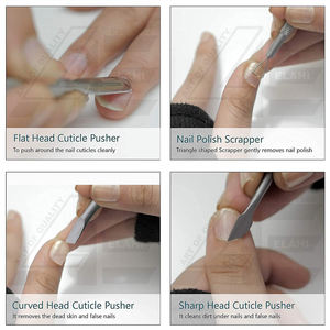 Juego de 5 herramientas de aseo de uñas de acero inoxidable profesional de calidad de salón, pinza para cutículas, cortador de empuje, raspador, caja de tijera curva - Product Image 5