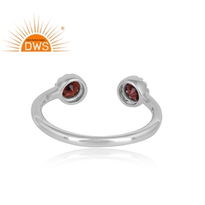 Anillo ajustable de piedras preciosas de granate Natural de plata de ley fina, joyería para mujer, regalo para ella - Product Image 5