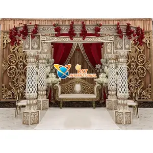 Rajwada Mandap for Indian Wedding Ceremony Exceptionally Beautiful Wedding Mandap Decor Stunning 4 Pillars Indoor Wedding Mandap