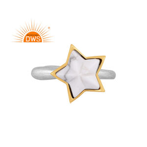 925 argent Sterling fin naturel Howlite pierre précieuse étoile conception empilable bague bijoux pour femmes cadeau pour elle - Product Image 1