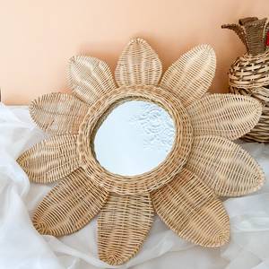 กระจกหญ้าทะเลสีเบจเป็นมิตรกับสิ่งแวดล้อมแฮนด์เมดพร้อมที่จับสําหรับตกแต่งบ้านผลิตในเวียดนาม - Product Image 5