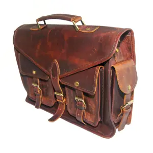 Bandolera de cuero estilo Vintage para hombre, bolso de hombro estilo cruzado, para portátil, Caballo loco, de negocios, para oficina