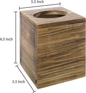 Caja de pañuelos cuadrada de madera marrón miel con acabado envejecido, estilo Zen asiático, de QUALCOSA INTERNATIONAL, con panel inferior deslizable duradero. - Product Image 4