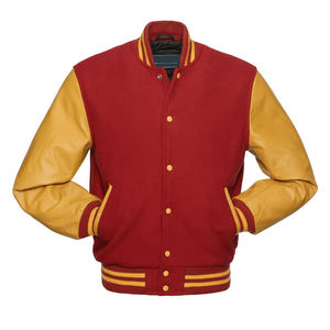 Nueva moda de alta calidad granate cuerpo amarillo oscuro Varsity chaqueta impermeable mangas de cuero de talla grande para invierno directo de fábrica - Product Image 2