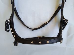 CHEVAL DELUXE bride éphémère CUIR INDIEN noir et marron, NOUVEAU MICKLEM BRIDLE Bride de compétition Standard Grande taille de cheval- - Product Image 5