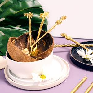 Cuillères en laiton de meilleure qualité avec cuillères à thé en métal palmier fini or pour restaurants et paniers cadeaux - Product Image 2