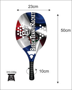 Raquettes de beach tennis et de padel sur mesure avec logos en fibre de carbone et verre, combinaisons de couleurs, poids 310-330g, longueur 50cm - Product Image 3
