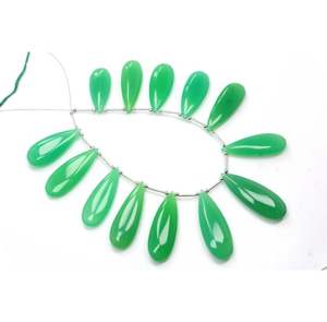 ลูกปัดหินคริสโซเพรสสีเขียว13ชิ้นลูกปัดหลวมคุณภาพสูงรูปทรงลูกแพร์เรียบสำหรับทำเครื่องประดับที่ควั่น - Product Image 4