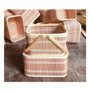 ตะกร้าผ้าซักกล่องสไตล์วินเทจพร้อมฝาไม้ไผ่สาน99โกลด์ดาต้า - Product Image 1