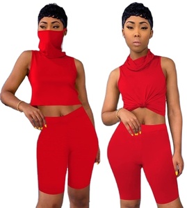 Plus Size Women Clothing Summer 2022 Gym Fitness Knee Length Scrunch Butt <b>Tights</b> Yoga Leggings Mask Design Sleeveless Crop Top - Product Image 1