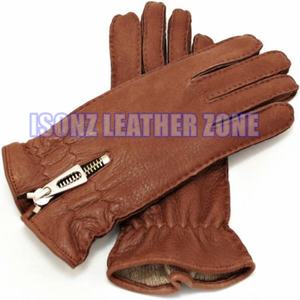 Gants en cuir de mouton véritable faits à la main ISONZ pour hommes, noirs et marron, écologiques, respirants, thermiques, utilisables en toutes saisons - Product Image 3