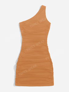Vestido femenino informal ajustado con un hombro al aire, traje ajustado de alta calidad - Product Image 6