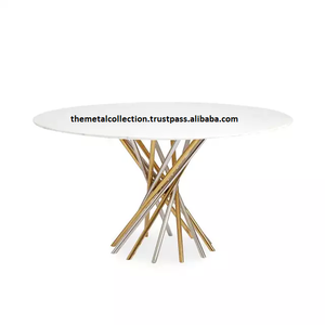 Nuevo diseño de muebles, mesa para sala de estar, muebles para el hogar, mesa central, color negro con tapa de mármol, muebles de hierro, mesa auxiliar de té - Product Image 4