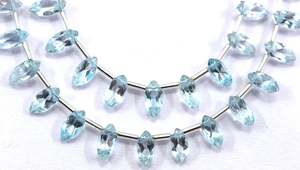 พลอยสีฟ้าเหลี่ยมธรรมชาติ30ชิ้น,ลูกปัดทรงเม็ดหินสีฟ้าตัดหินประจำเดือนมีนาคม - Product Image 5