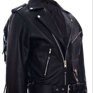 Chaqueta de cuero personalizada tejida con puños y diseño de cremallera negra pura a la moda para hombre de talla grande transpirable - Product Image 1