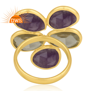 Lemon Topaz and Amethyst Gemstone <b>925</b> <b>Silver</b> Gold Plated Cocktail <b>Ring</b> Wholesaler For Women Gift For Her Dainty Collection - Product Image 4