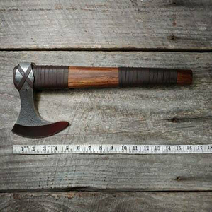 Hacha vikinga de grado Industrial personalizada hecha a mano, acero al carbono forjado, Damasco con mango de madera, Funda de cuero para dividir al aire libre - Product Image 2