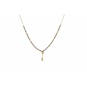 Traditionele Sieraden 14K Vergulde Zwarte Kralen Gouden Ballen Kwastje Met Meenakari Ontwerp Mangalsutra Voor Vrouwen