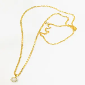 NIEN aytaşı zincir kaplama kolye altın el yapımı doğal son tarzı moda Look için hindistan toptan kadınlar ve kızlar için