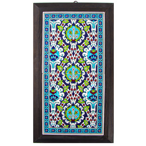 Decoración de Pared de Cerámica Pintada a Mano Turca, con Marco, 20x40 cm, Azulejo de Turquía - Product Image 1